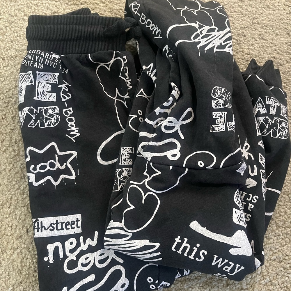 Kids Black Graphic Joggers
